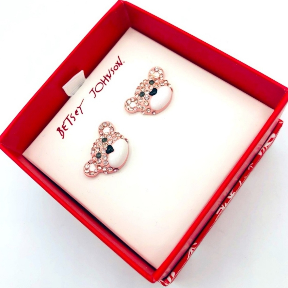 NWT Betsey Johnson Pink Teddy Bear earrings